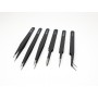 6 x Black Stainless Steel Anti-static Precision Tweezer