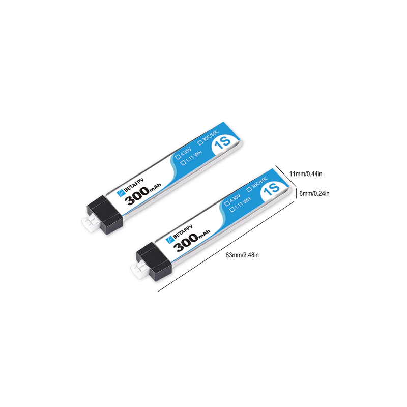 BETAFPV PH2.0 300mAh 1S 30C Battery (8PCS)