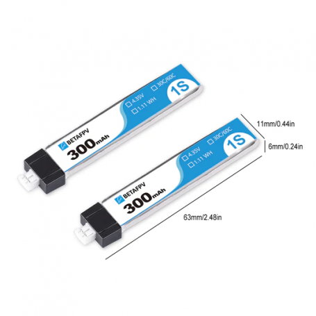 BETAFPV PH2.0 300mAh 1S 30C Battery (8PCS)