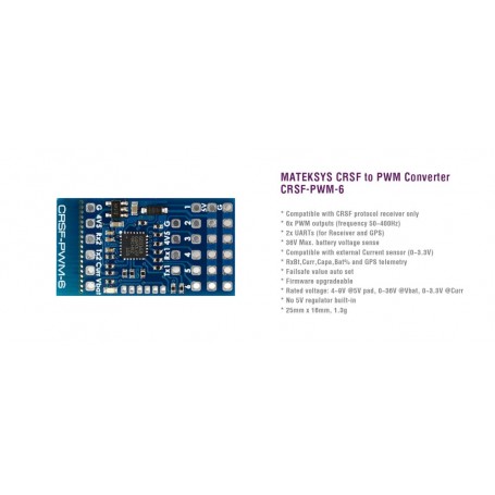 Mateksys CRSF to PWM Converter,CRSF-PWM-6