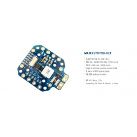Mateksys PDB-HEX 12S w/ Curr 264A,BEC 5A 2