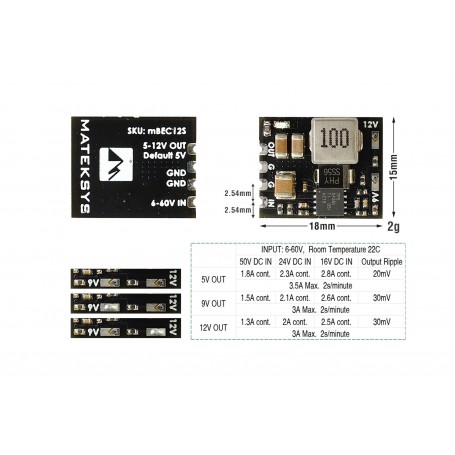 Mateksys Micro BEC 6-60V to 5/9/12V