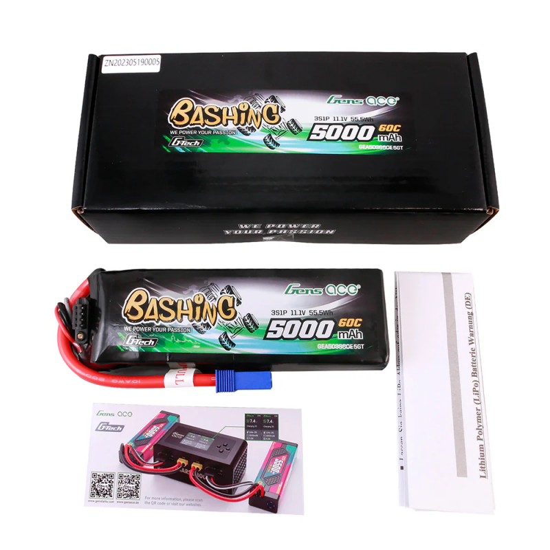 Gens ace G-Tech 5000mAh 11.1V 3S1P 60C Lipo Battery Pack with EC5 Plug-Bashing Series Gens ace G-Tech 5000mAh 11.1V 3S1P 60C Lipo Battery Pack with EC5 Plug-Bashing Series